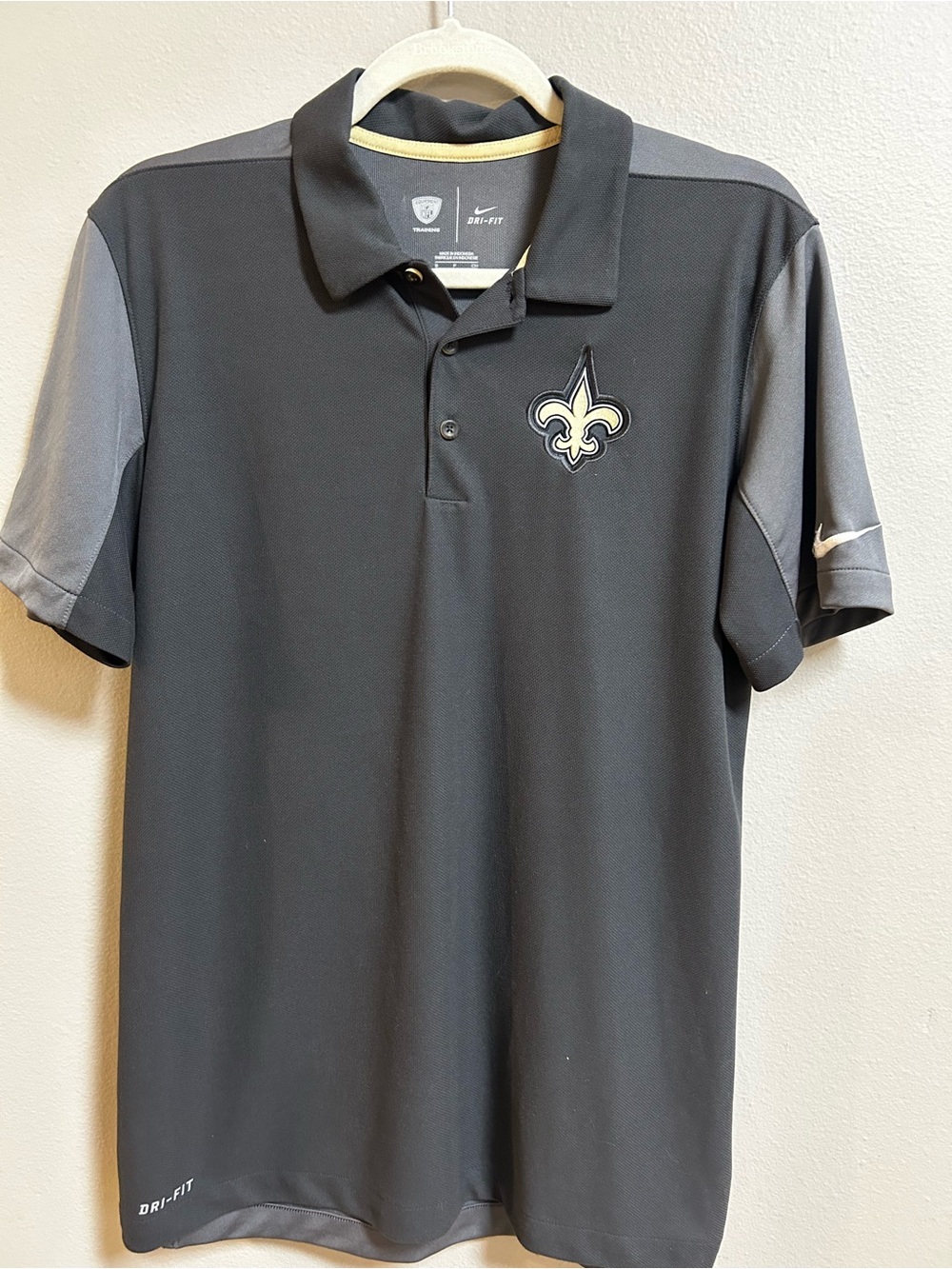 Nike New Orleans Saints NFL Dri-FIT Training Polo Men's Small Gray Black
